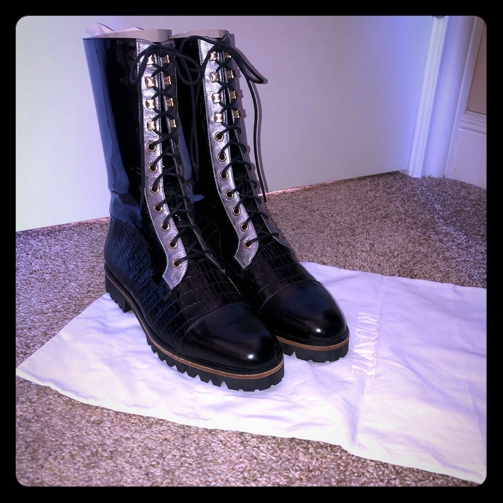 Rodarte Combo Patent Combat Boots
